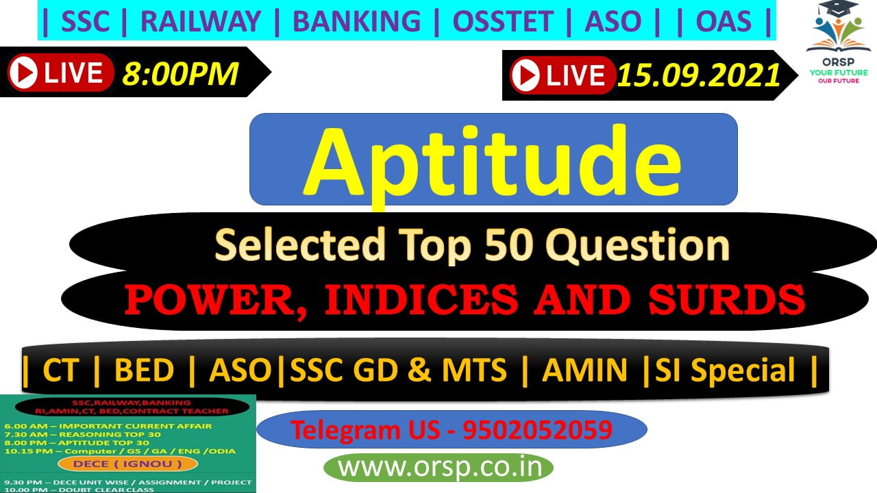 | POWER, INDICES AND SURDS | Shortcut with Tricks | ORSP |