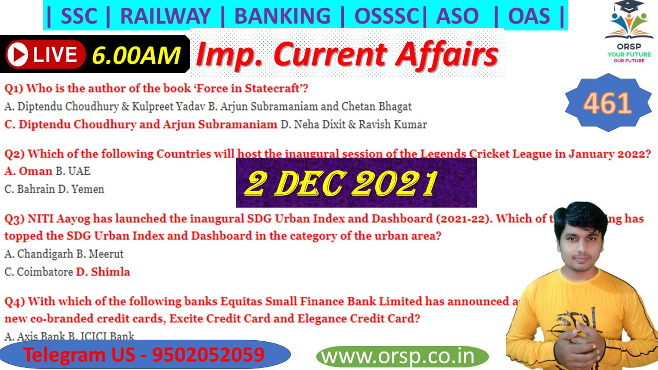 | Today Important Current Affairs | 2 December 2021 | ORSP |