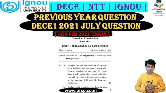|Previous Year Question | DECE1 | JULY 2021 | IGNOU | NTT |