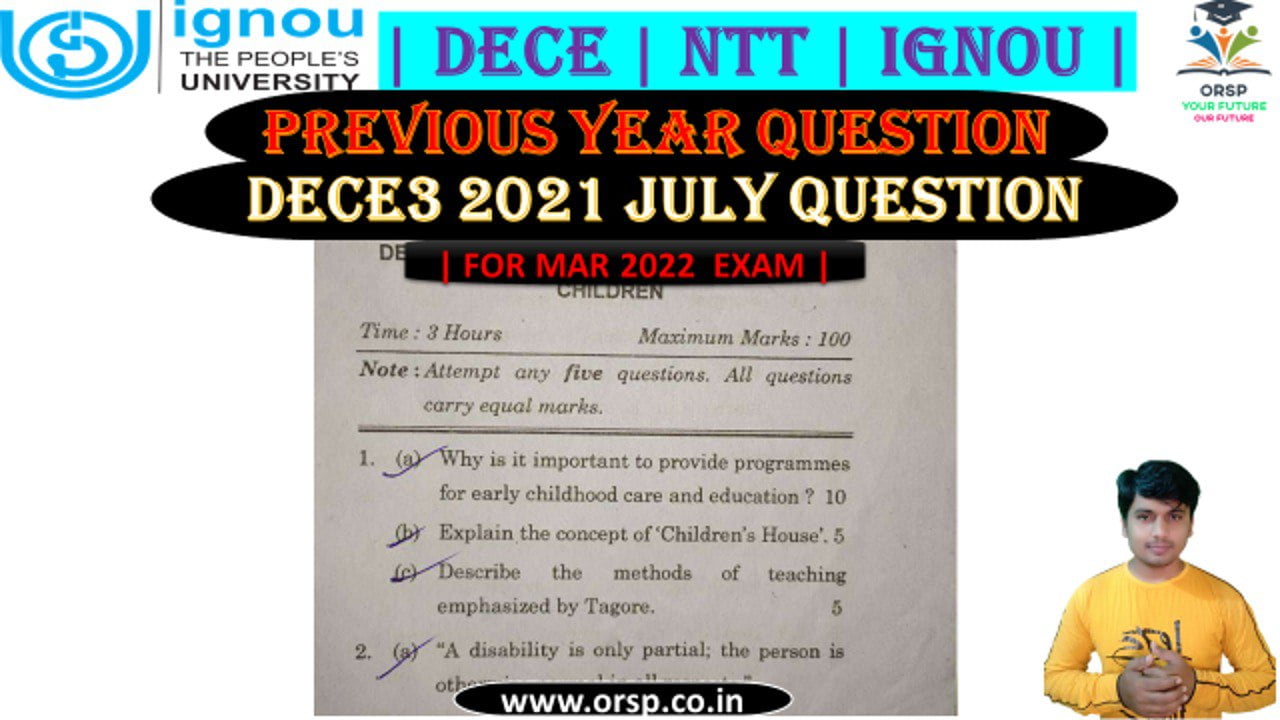 | Previous Year Question | DECE3 | JULY 2021 | IGNOU | NTT |