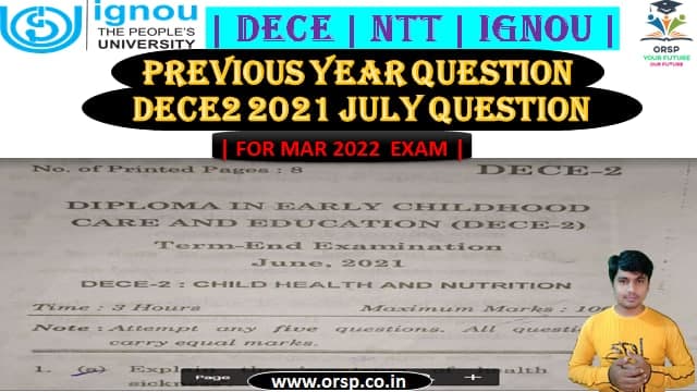 | Previous Year Question | DECE2 | JULY 2021 | IGNOU | NTT |
