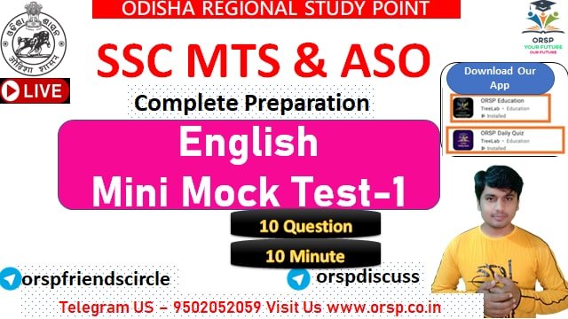 | English Selected Question | SSC MTS | ASO | OSSC | || MINI MOCK -O1 ||​