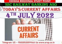 | Today Current Affairs | 4th July 2022 |SSC RAILWAY BANKING |